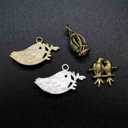 Vintage style matte gold matte silver bird charm DIY supplies findings 1800503