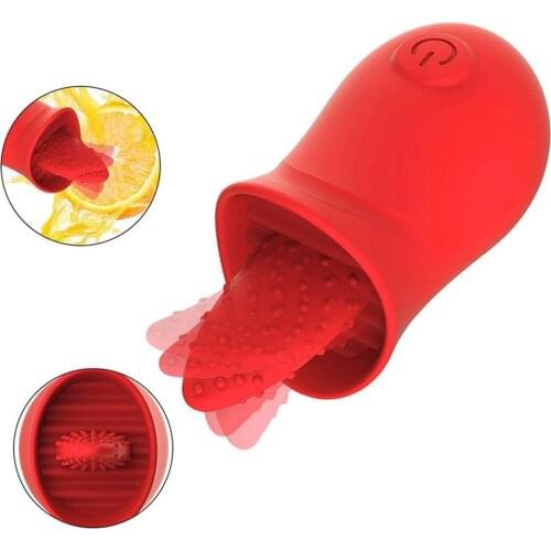 Cute Pink Red Tongue Licking Vibrator Female Masturbation Sex Toys USB Charging Pussy Breast Clitoris Stimulator