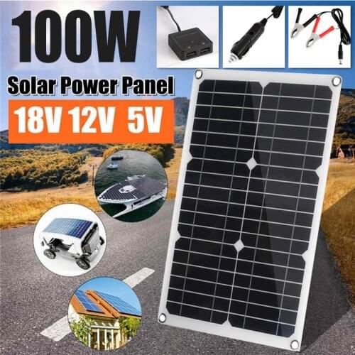 2 USB Port 100W Solar Panel Multifunctional Portable Charger Kits Solar Charging Board Waterproof Solar Panel USB Charger