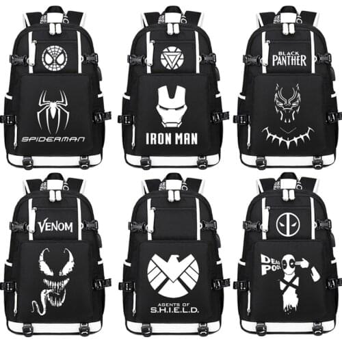 Luminous Spiderman School Bags Quality USB Charging Men Backpack Laptop Backpack for Men Computer Teenagers Travel Mochilas