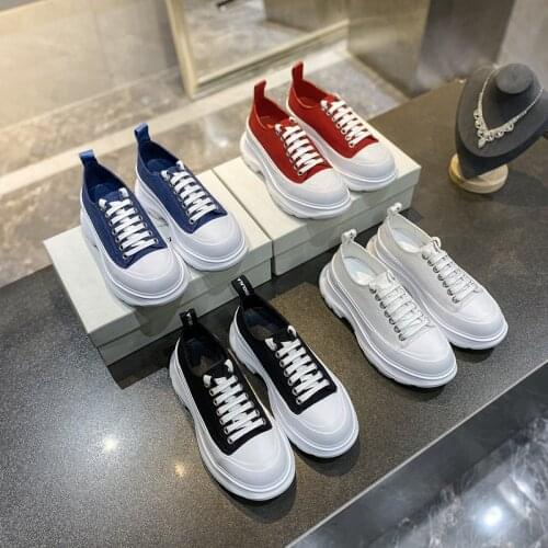 2021 spring new daddy shoes thick-soled canvas shoes womens heightened wild sponge cake lace-up sports shoes women