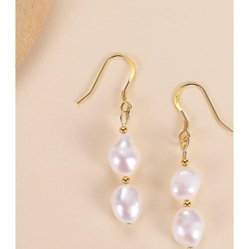 ELESHE 2021 Pearl Dangle Earrings For Women 925 Sterling Silver Drop Earrings Fine Jewelry (Gold/Silver/Rose Gold) Wholesale