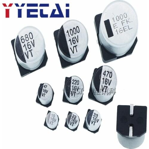 YYT 10PCS SMD 16V aluminum electrolytic capacitor 33/47/100/220/470/680/1000uf
