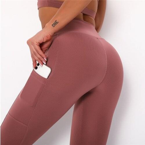 Plus Size Women High Waist Leggings With Pocket Gym Pants Elastic Women Push Up Leggings Women Solid Gym Hip Lift Fitness Pants