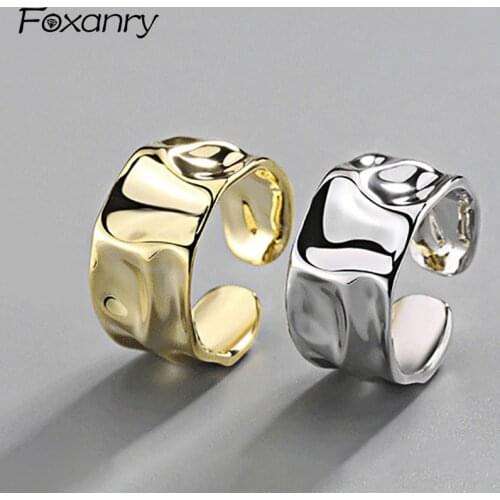 Evimi 925 Sterling Silver Irregular Handmade Ring for Women Creative Geometric Wide anillos Jewelry Gift Size 16.5mm Adjustale