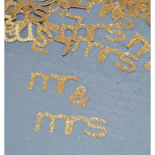 Gold glitter Mr. and Mrs. Wedding Confetti table scatters bridal shower bachelorette engagement party decorations