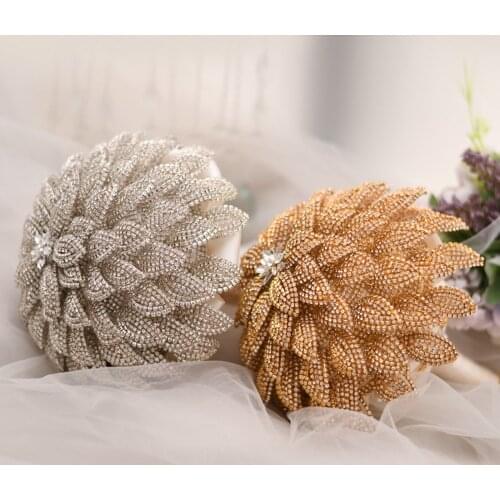 TRiXY HF01 Luxury Wedding Bouquets Stunning Silver Crystal Flower Bouquet Rhinestone Wedding Bouquets Bridal Flower Decoration