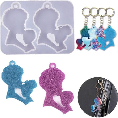 1set DIY Epoxy Resin Mold Mothers Day Mother-child Mother-Daughter Keychain Pendant Decoration Silicone Mold Keychains Mould