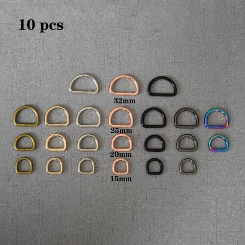 10 pcs/pack 15mm 20mm 25mm 32mm High Quality Metal Buckle Dee D Ring for Webbing Backpack Bag Parts Leather Craft Strap Belt