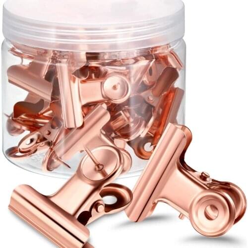 20pcs/Box Push Pins Stylish Thumb Tacks with Binder Clips Thumbtack Metal Nail Clip 22mm Rose Gold Note Clip Word Binding Clip