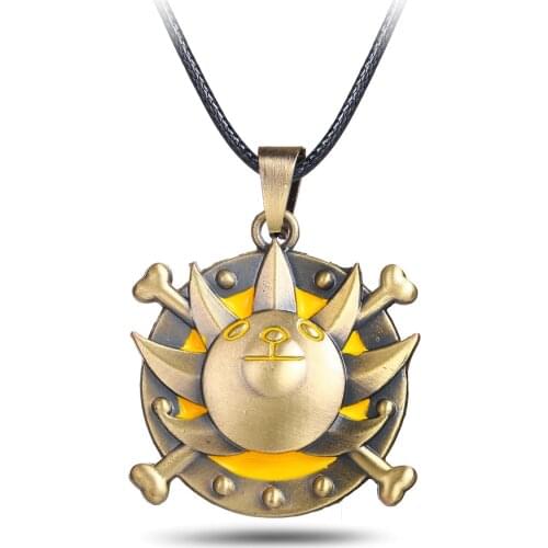 24 Pcs/Lot Anime Jewelry one piece pendant necklace cosplay rope chain THOUSAND SUNNY Ship Pendant necklaces Bulk Wholesale