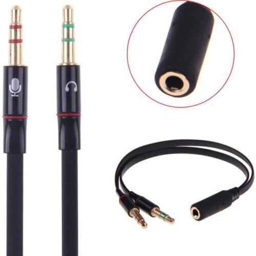 3.5mm Y Splitter Cable For Headphone Computer Female To 2 Male Black White Mic Audio Headset To PC Stereo Adapter