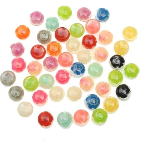 50Pcs 7mm Resin Flowers Crafts Decorations Flatback Cabochon Scrapbooking For Embellishment Nail Stickers Accessories