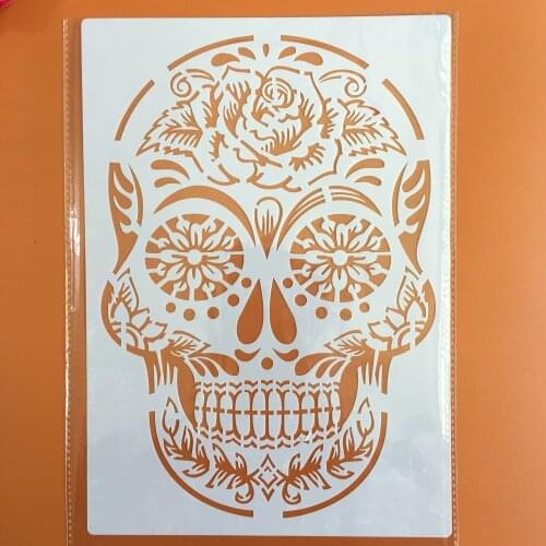 A4 29 * 21cm Skull DIY Stencils Wall Painting Scrapbook Coloring Embossing Album Decorative Paper Card Template Skull Stencils