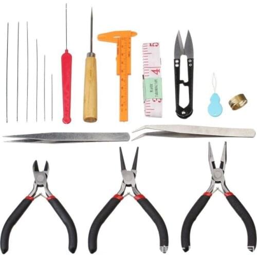 Bracelet Necklace DIY Stainless Jewelry making Tools Set with Plier Round Nose Plier Scissor Tweezers Beading Tool Kit