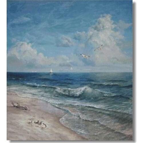 Scenery Seaside,Blue beach Handmade Needlework Embroidery DIY Cross Stitch Kits Crafts 14CT Unprinted Home decor wall Arts