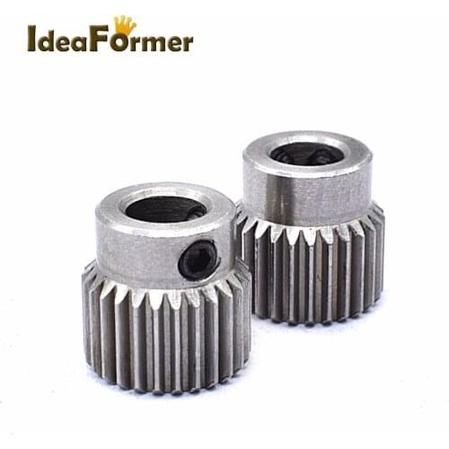 2pcs Stainless Steel Head Gear 26 Teeth Bore 5mm 3D Printers Accessories Parts Diameter 11mm For MK8 Extruder Part 26 Tooth