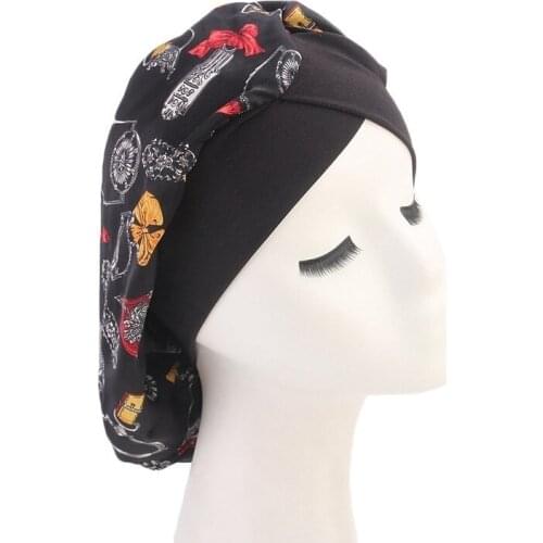 Head Cover for Women Satin Sleep Cap Hair Bonnet Hat Silk Wide Elastic Band Chemo Caps Hijab Turbante Hat Hair Styling Jewelry