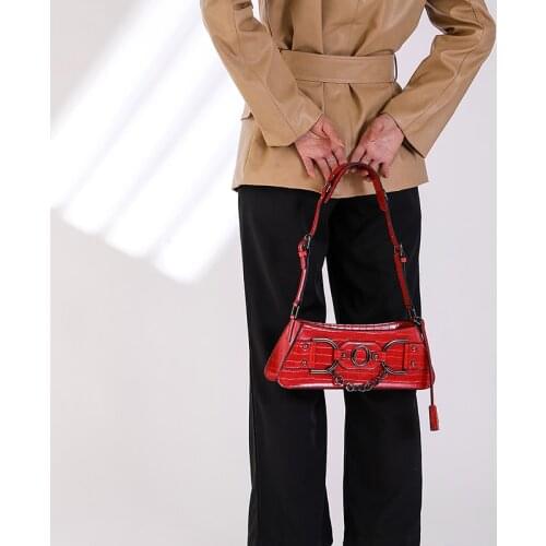 FIRMRANCH Punk Style Hot Girl Niche Design Tide Crocodile Pattern Chain High-Quality Underarm Bag Womens Shoulder Baguette