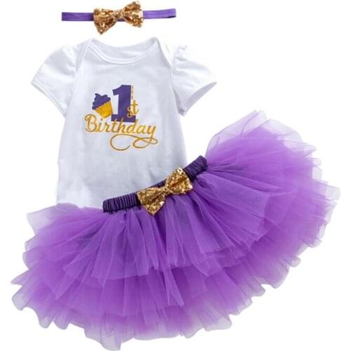 Newborn Fashion First Birthday Girl Clothes Sets Tutu Lace Skirts+Headband+Tops 3Pcs Clothing Suit New Born Baby Kids Outfits
