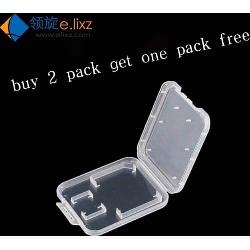 Buy 2 pack get 1 pack free 10 Pcs memory card box memory card case TF/SD Card Case Transparent Eco-friendsly Plastic Case