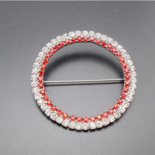 Fashion Round 2 Rows Rhinestone Crystal Wedding Brooch with Pins, Item No.: BK7213