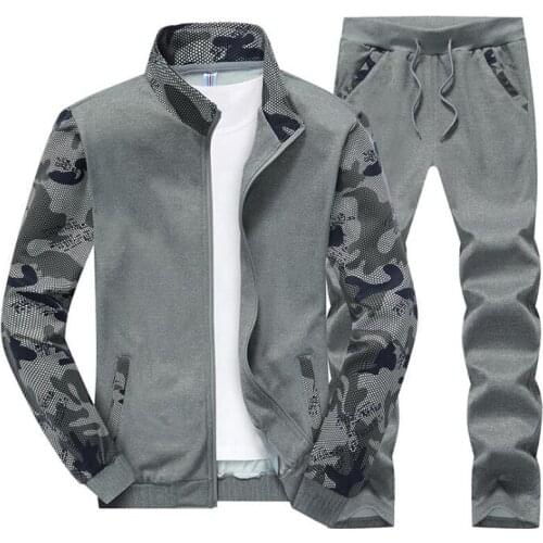 2020 New Tracksuit Men Casual Sporting Camouflage Patchwork Sweatshirt + Pants Track Suit Ropa Spring Streetwear Brand Clothing