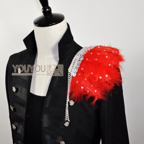 New Free Shipping fashion male woan MENS Korean singer stage personality punk atmosphere white feather shoulder roll Brooch