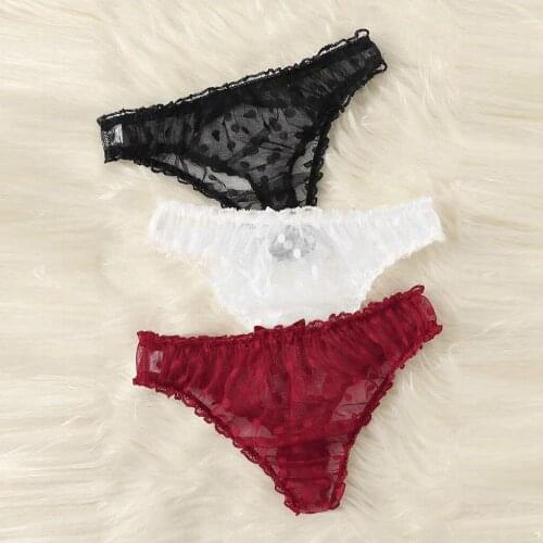 3PCS Women Sexy Mesh Bowknot Briefs Bow Thong G-Tring Lingerie Sexy Underwear Transparent Panties Lace Briefs For Young Girls