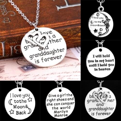 Letter "The Love Between A Grandma and Grandaughter Is Forever" Pendant Necklace
