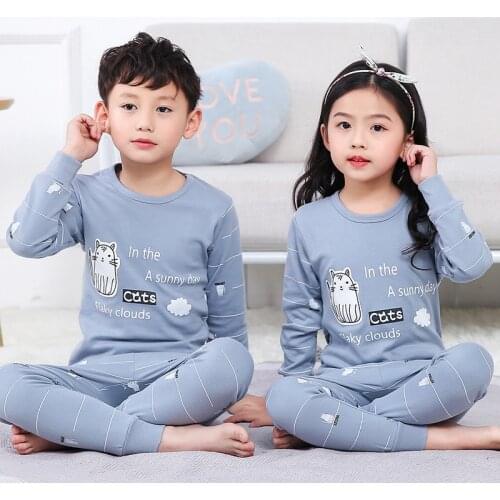 Childrens Pajamas Kids Clothes Boys Pajamas Sets Sleepwear Baby Boys Clothes Little Teens Long Sleeve Girls Pijamas 3-13Y Suit