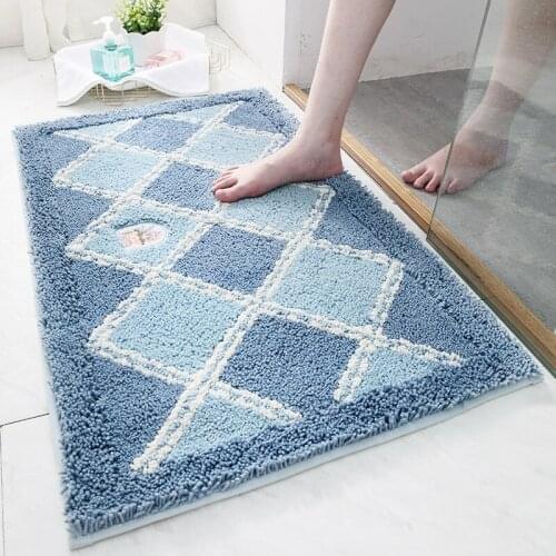 Simple Lattice Home Living Room Carpet Bathroom Toilet Water-absorbent Foot Mat Door Slip Door Mat