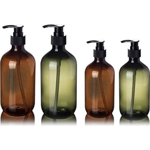 1PC 300/500ml Refillable Bottle Amber Shampoo Empty Lotion Container Foam Pressed Pump Bottle For Soap Shower Gel Travel Bottle