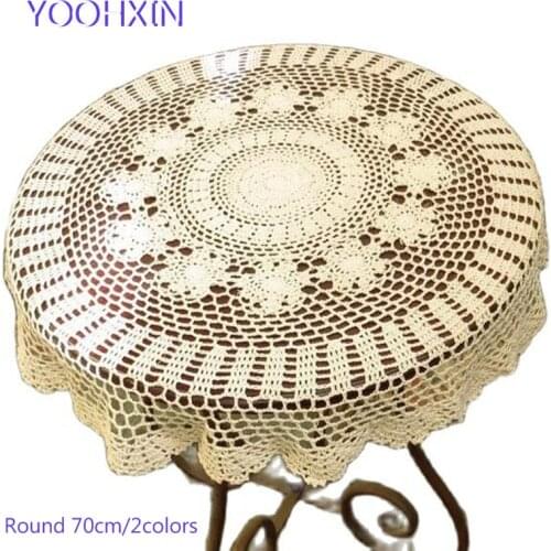3color Luxury Lace Cotton Crochet tablecloth Table cloth towel round handmade Table Cover party kitchen Christmas wedding decor