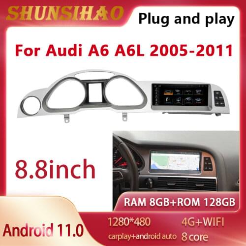 Ouchuangbo Snapdragon Android 10 GPS navig For 8.8 inch A6 A6L C6 2005-2011 car radio autoradio audio head unit carplay