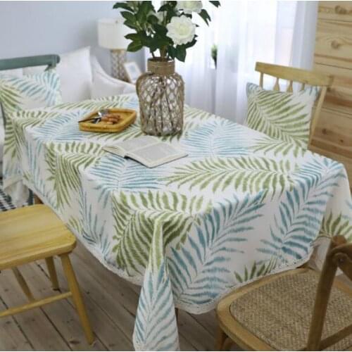 American Country Style Table Cloth Cotton Linen Green Leaves Tablecloth Tablecloths Dining Table Cover Dust Proof Cover Towel