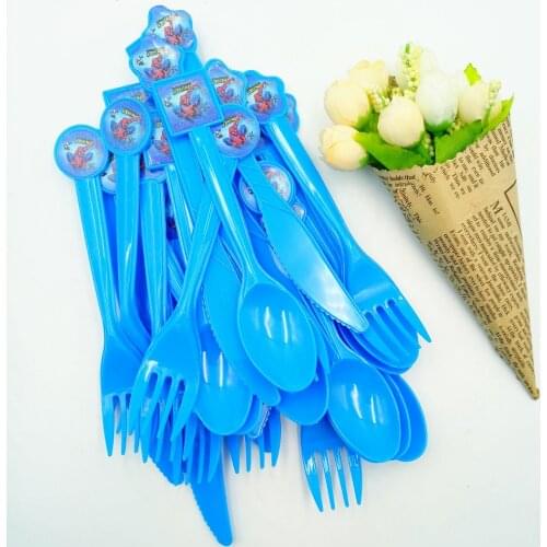 Spiderman Party Decoratio Knives/forks/spoons / Kids Superhero Birthday Baby Shower Decoration Favors Plastic Cartoon
