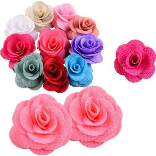 100pcs/lot 6.0cm Polyester Rosette Rose Flower Boutique girl Headband Decoration Women Dress Accessories 23 Colors TH204