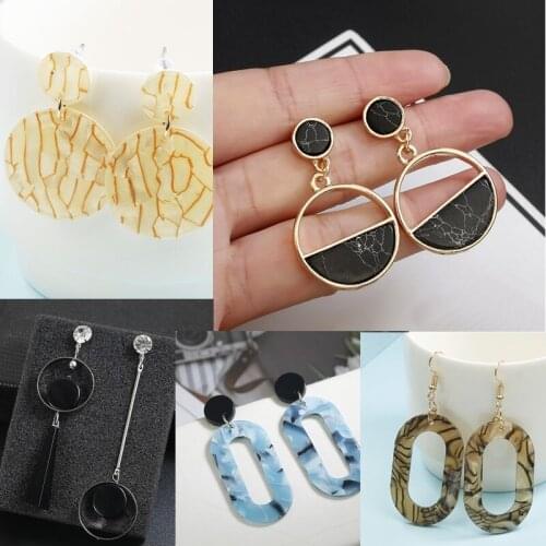 2020 Fashion Korean Irregular earrings ancient geometric acrylic resin Marble texture earrings ear clips Womens jewelry