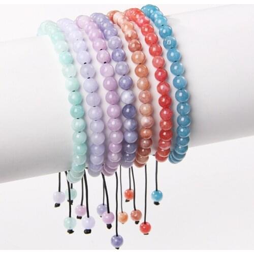 6MM Colorful Angelite Stone Beads Bracelet Chalcedony Braided Bracelets For Women Men Reiki Loose Round jewelry Drop Shipping