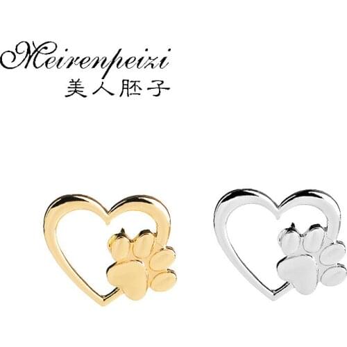 Silver Gold Color Love Heart Paw Lapel Pin Pet Loss and Pet Memorial Pins Jewelry Dog Cat Lover Gifts