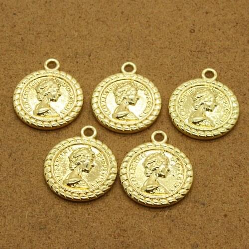 18mm Copper Vintage Coin Portrait Earring Charms Handmade Women Clavicle Necklace Bracelet Pendants Diy For Jewelry Make
