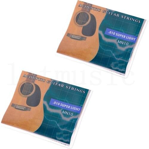 2Set 6Strings.010-.047 Acoustic Guitar Strings Super Light for Guitar String Replacement