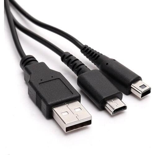 100pcs 2 IN 1 USB charger cable for NDSI NDSL console 1.2M wire
