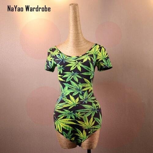 2021 New 1846 Women Latin Dance Bodysuit Short Sleeve Floral O Neck Design Latin Dancing Tops Performamnce Modern Dance Dress