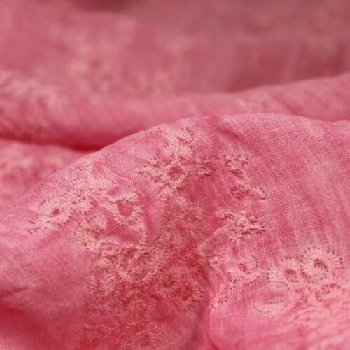 3colors 100 *140cm Cotton Thread Embroidered Pure ramie Fabric for sewing summer shirts patchwork soft moisture perspiration