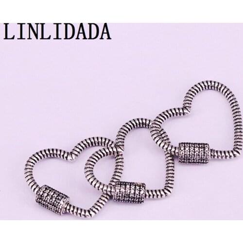 5Pcs heart Shape Clasp ,Cz Pave heart Clasp Lock Carabin, Jewelry Accessories