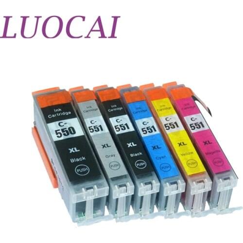 6X LuoCai compatible ink cartridges for canon pgi550 pgi-550 CLI551 CLI-551 MG6350 MG7150 MG7550 IP8750 printers PGI 550 CLI 551