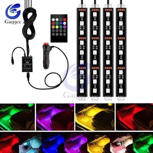 Auto Interni RGB Color 9 LED Strip Light Kit Wireless Music Control Automatic Controller 7 color For Auto Car Party Atmosphere