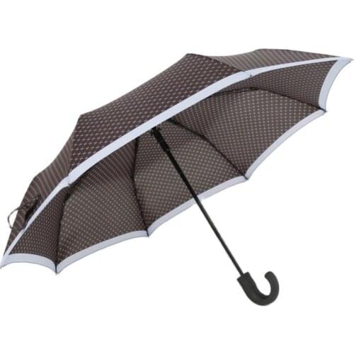 Windproof Hook-Handle Rain Umbrella Men Gift Three Fold 8-Bone Carbon Fiber Umbrella Ribs Women Automatic Folding Umbrella